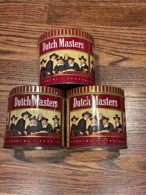 OLD VINTAGE Dutch Masters Red Decorative Tin Canister